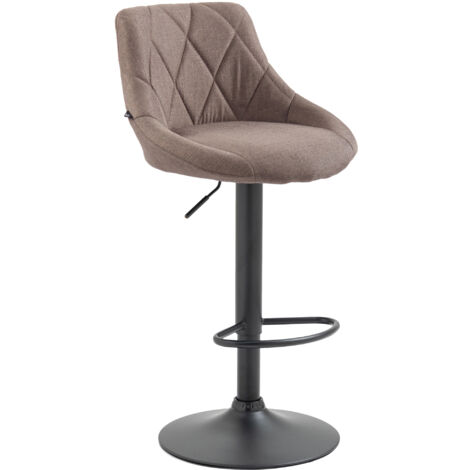 CLP – Tabouret de bar réglable en tissu taupe – Siège pivotant 360° – Hauteur assise 60-81 cm – Piètement métal stable (1/5)