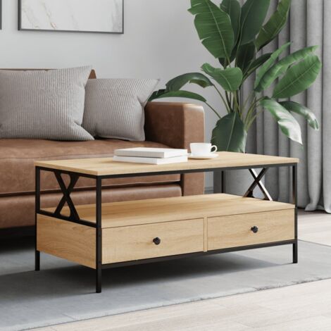 Table basse chêne sonoma 100x51x45 cm bois d'ingénierie vidaXL (1/5)