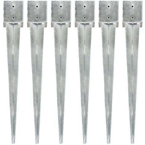 Piquets au sol 6 pcs Argenté 12x12x89 cm Acier galvanisé vidaXL