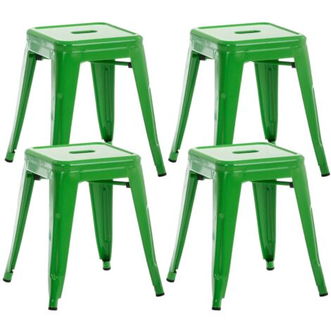 Lot de 4 tabourets bas au style industriel Armin en métal Vert