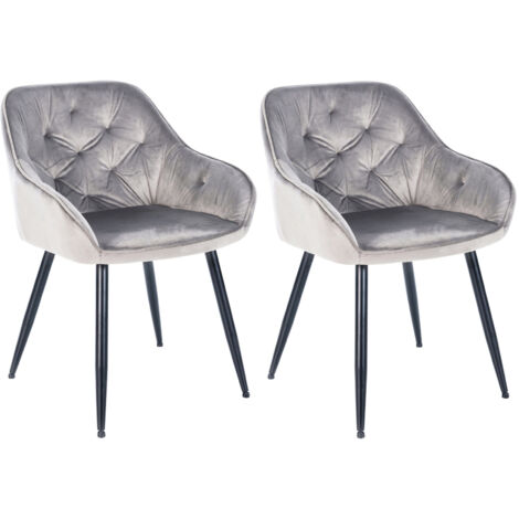 Ensemble de 2 chaises de cassis gris clair en velours en velours, velours (1/5)
