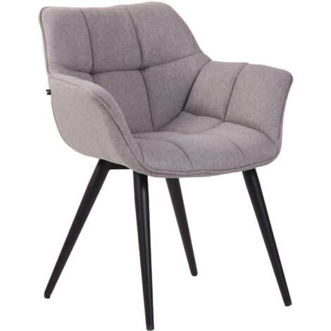 Chaise de salle à manger Roseville avec accoudoirs et pieds en métal Gris Tissu (1/5)