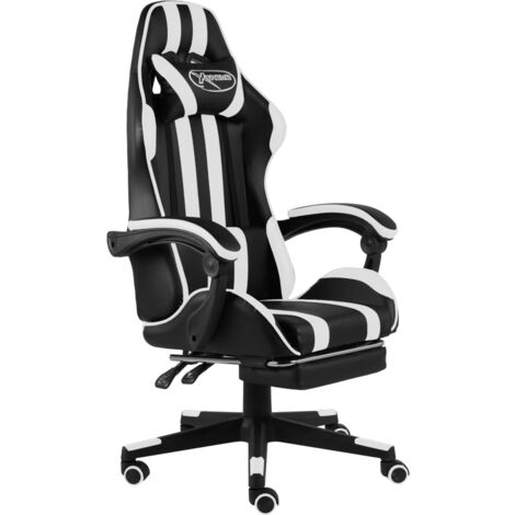 Fauteuil de jeux vidéo et repose-pied Noir et blanc Similicuir vidaXL (1/5)