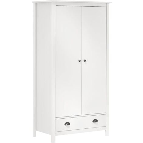 Garde-robe à 2 portes Hill Blanc 89x50x170cm Bois de pin solide