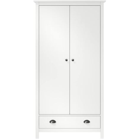 Garde-robe à 2 portes Hill Blanc 89x50x170cm Bois de pin solide