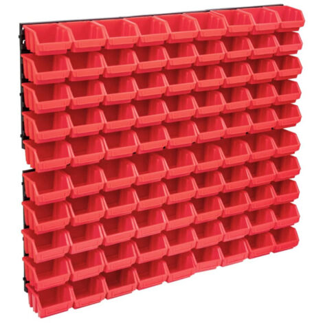 Vidaxl – Kit de 96 bacs de rangement avec panneaux muraux – 90 bacs étiquetables – Pour garage et atelier – Extensible et montable