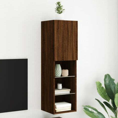 Meuble TV avec lumières LED chêne marron 30,5x30x102 cm vidaXL