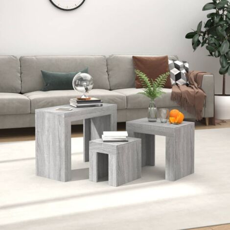 Tables basses gigognes 3 pcs sonoma gris bois d'ingénierie vidaXL