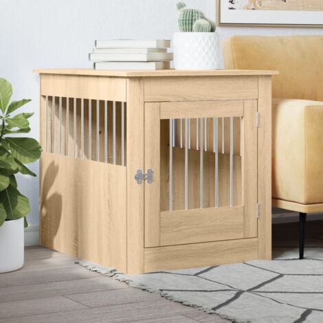 Vidaxl – Meuble de cage pour chien chêne sonoma 64,5x80x71 cm – Bois d'ingénierie et acier – Porte verrouillable – Capacité 60 kg