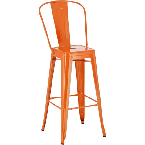 Tabouret de design industriel avec dossier métallique diverses couleurs disponibles colore : Orange (1/5)