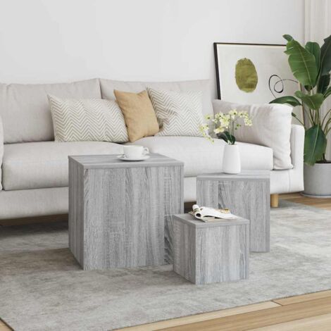 Tables d'appoint 3 pcs Sonoma gris Bois d'ingénierie vidaXL