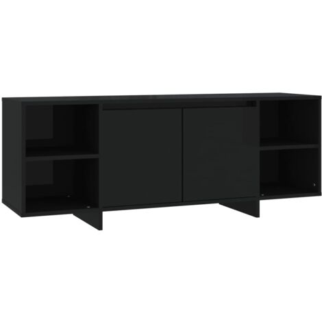 Meubles de télévision avec un charme moderne avec 2 portes et 4 compartiments de couleurs différentes Couleur : Noir