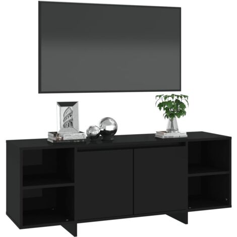 Meubles de télévision avec un charme moderne avec 2 portes et 4 compartiments de couleurs différentes Couleur : Noir