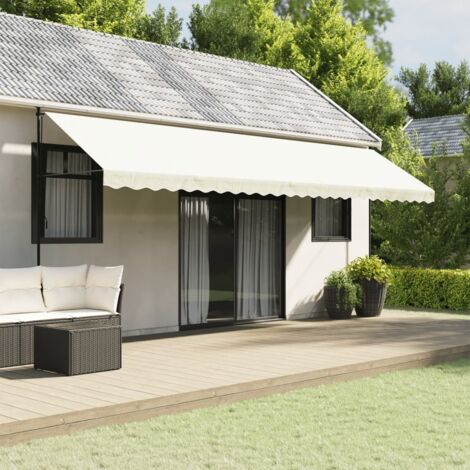 vidaXL Tissu de remplacement de cantonnière d’auvent rayure crème 6 m