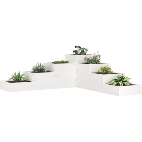 Jardinière 4 niveaux 106x104,5x36 cm blanc bois de pin massif vidaXL