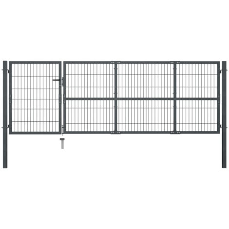 vidaXL Garden Gate with Posts Steel 350x100 cm Anthracite