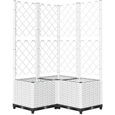 vidaXL Garden Planter with Trellis&Wheels White 80 x 80 x 136 cm
