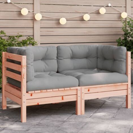 Vidaxl – Canapé d'angle de jardin en bois de douglas avec coussins – Conception modulaire – Dossier et coussins rembourrés – Résistant aux intempéries
