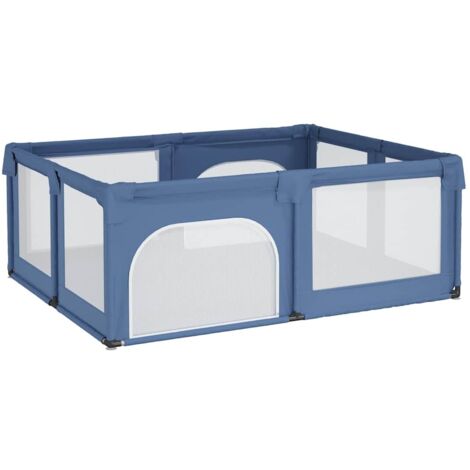 vidaXL Baby Playpen with 2 Doors Light Blue Oxford Fabric (1/5)