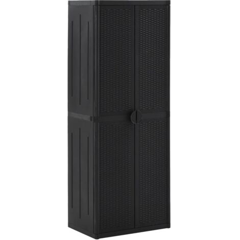 Vidaxl – Armoire de jardin noire 65x45x172 cm – 4 étagères – 100% polypropylène – Facile à nettoyer – Pour rangement extérieur