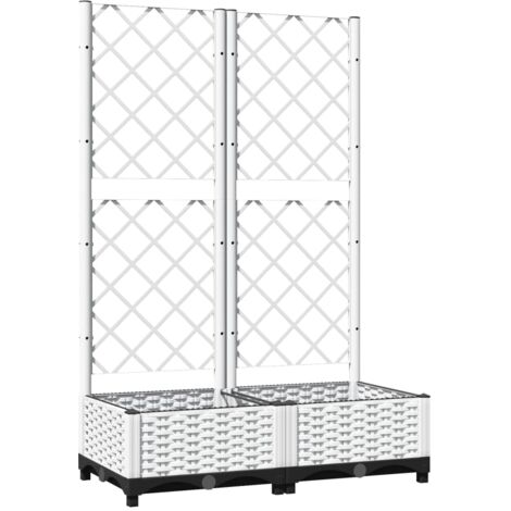 vidaXL Jardinière avec treillis Blanc 80x40x121,5 cm PP