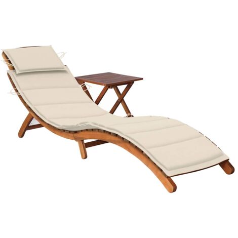 vidaXL Garden Sun Lounger with Table and Cushion Solid Acacia Wood (1/5)