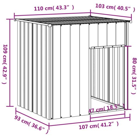 vidaXL Niche pour chien avec toit anthracite acier galvanisé
