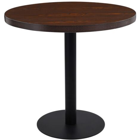 Vidaxl – Table de bistro marron foncé 80 cm MDF – Pied en acier – Pour 2 personnes – Usage intérieur café restaurant