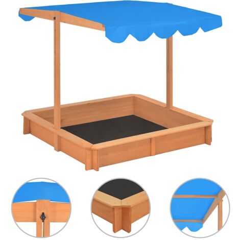 Bac à sable avec toit réglable Bois de sapin 115x115x115 cm vidaXL (1/5)