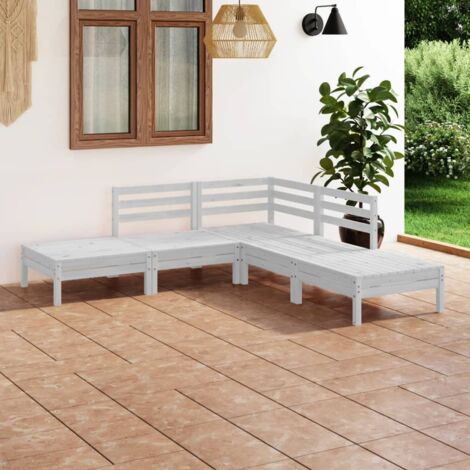 vidaXL 5 Piece Garden Lounge Set Solid Pinewood White (806578+806618) (1/5)