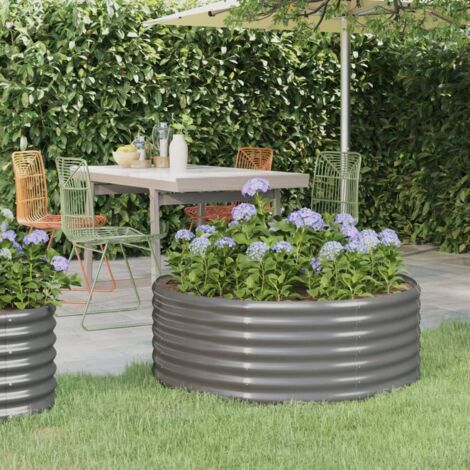 Vidaxl – Lit surélevé de jardin 100x100x36cm en acier enduit de poudre gris – Résistant aux intempéries – Conçu pour cultiver plantes et légumes