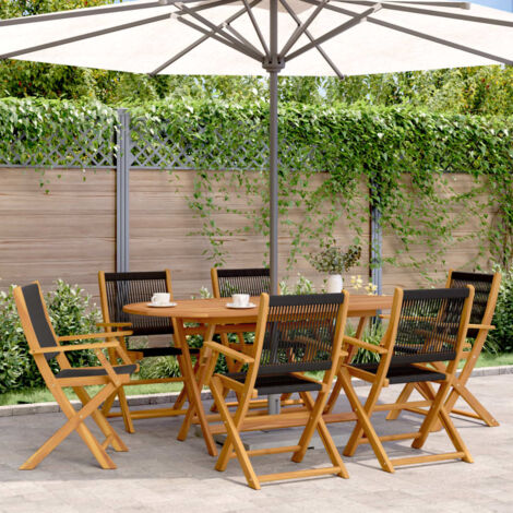 vidaXL Chaises de jardin pliantes lot de 6 noir bois d'acacia massif