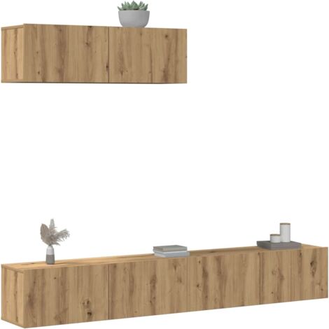 vidaXL 3 Piece TV Cabinet Set Wall-mounted Artisan Oak Engineered Wood