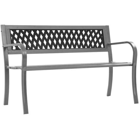 Banc de jardin Noir 120 cm Acier vidaXL (1/5)