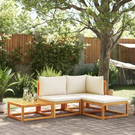 vidaXL 4 Piece Garden Sofa Set with Cushions Wood Acacia&Rope (1/5)