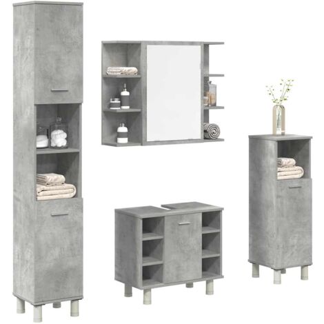 vidaXL Ensemble de meubles de salle de bain 4 pcs gris béton (1/5)
