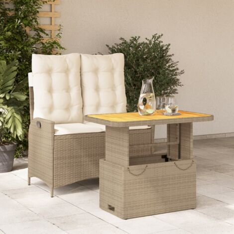 vidaXL 2 Piece Garden Dining Set with Cushions Beige Poly Rattan (1/5)