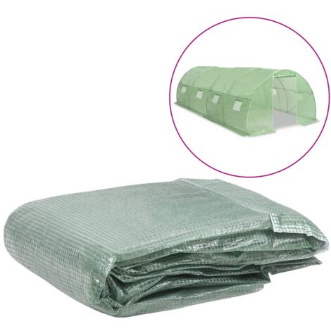 Vidaxl – Couverture de remplacement pour serre 300x600x200 cm – En PE 140 g/m² – 8 fenêtres de ventilation – Couleur verte