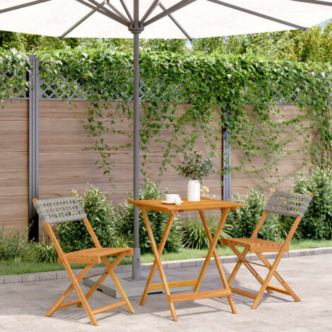 vidaXL Ensemble de bistro 3 pcs gris résine tressée et bois massif (1/5)