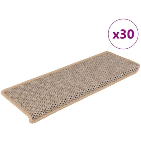 vidaXL Tapis d'escalier autocollants 30 pcs 65x21x4 cm beige clair