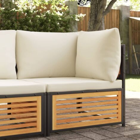 Vidaxl – Canapé d'angle de jardin en bois d'acacia massif – Coussins épais – Conception modulaire pour agencement personnalisé – Dimensions 68x68x64cm