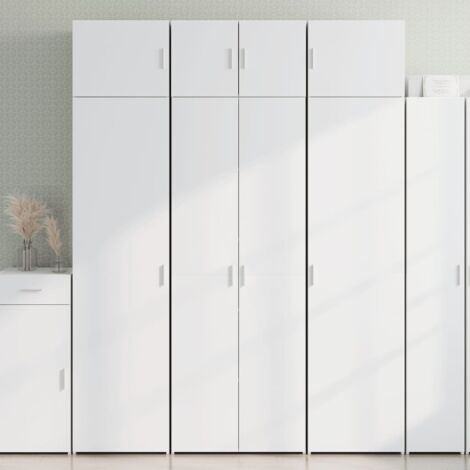 Vidaxl – Armoire de rangement blanche 70x42,5x225 cm – Bois d'ingénierie résistant à l'humidité – 6 compartiments pour espaces réduits