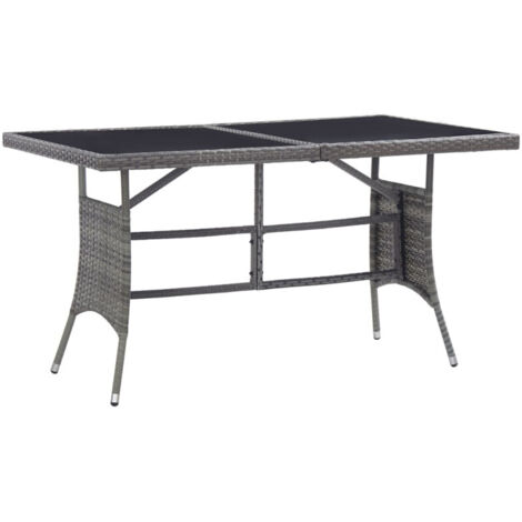 vidaXL Garden Table Grey 140x80x74 cm Poly Rattan (1/5)