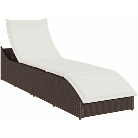 Chaise longue pliante coussin rangement marron résine tressée vidaXL (1/5)