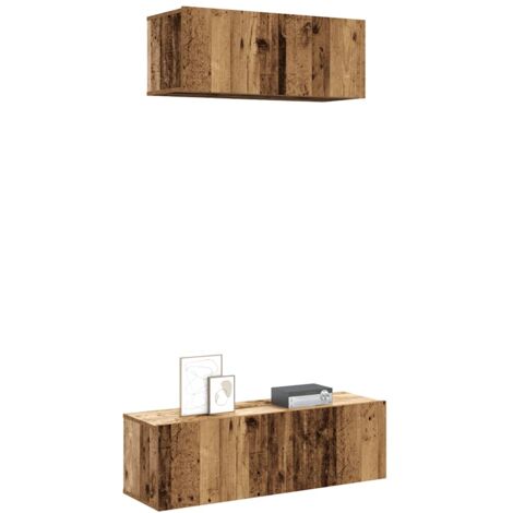 vidaXL Ensemble de meuble TV mural 2 pcs vieux bois bois d'ingénierie