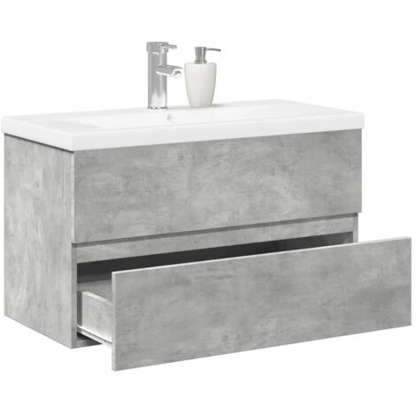 vidaXL Ensemble de meubles de salle de bain 2 pcs gris béton (1/5)