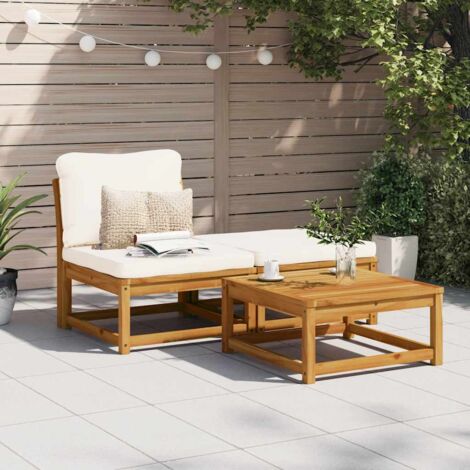 vidaXL 3 Piece Garden Lounge Set with Cushions Solid Wood Acacia (1/5)