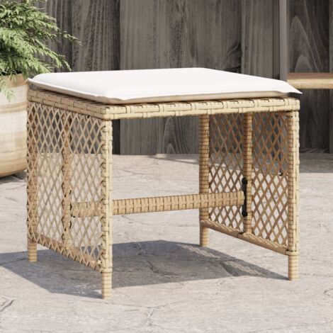 vidaXL Garden Stools with Cushions 4 pcs Beige 41x41x36 cm Poly Rattan (1/5)