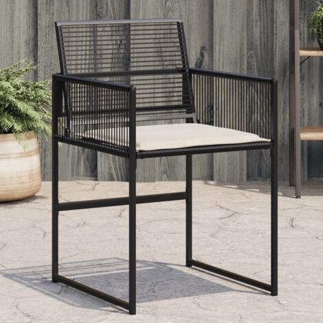 vidaXL Garden Chairs with Cushions 4 pcs Black Poly Rattan (1/5)