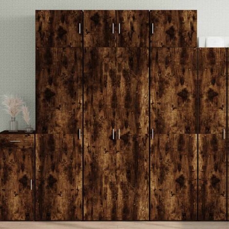 vidaXL Storage Cabinet Smoked Oak 70x42,5x225 cm Engineered Wood